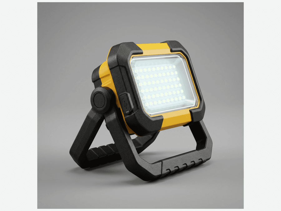Rechargeable portable LED worklight with yellow protective frame